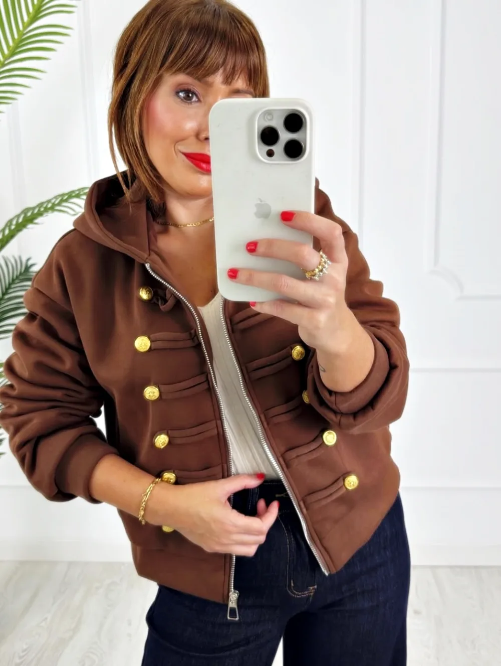 Sudadera bomber militar chocolate