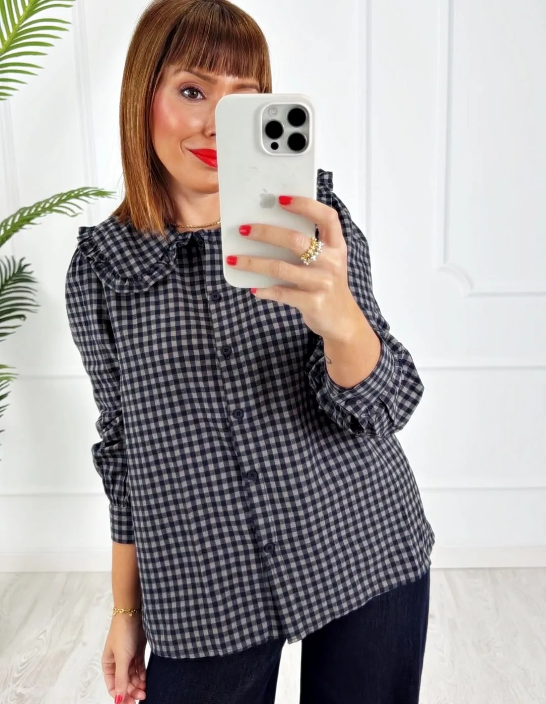Camisa vichy marino gris - Imagen 2