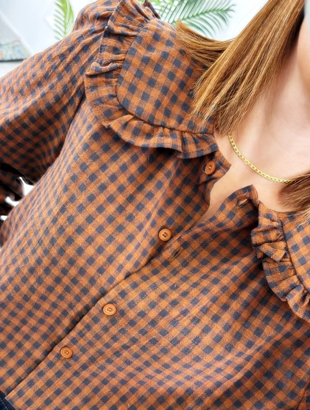 Camisa vichy marrón marino - Imagen 4