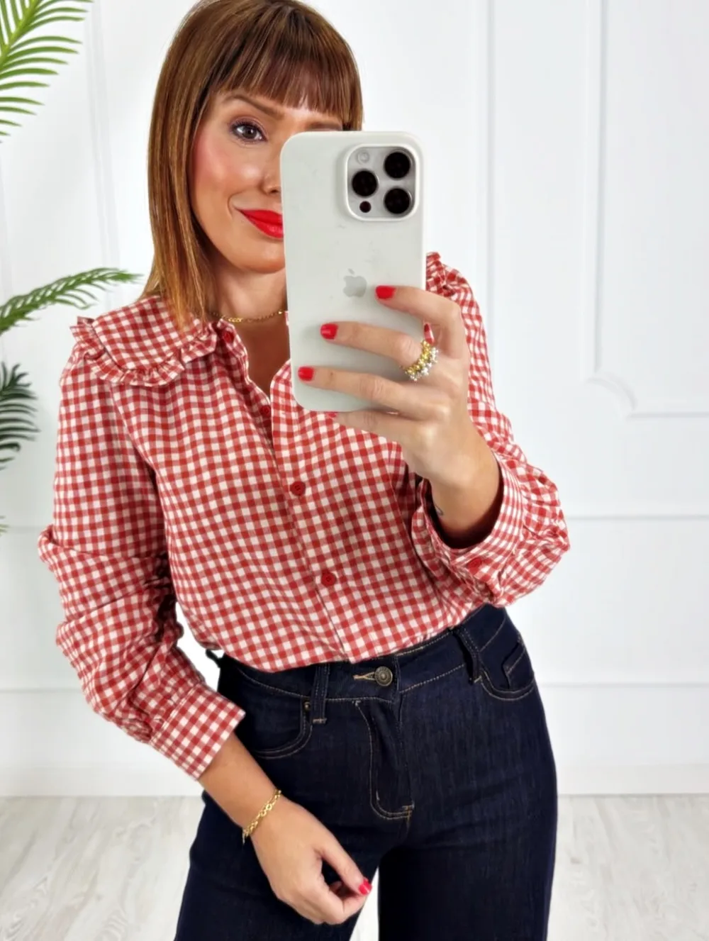 Camisa vichy rojo blanco