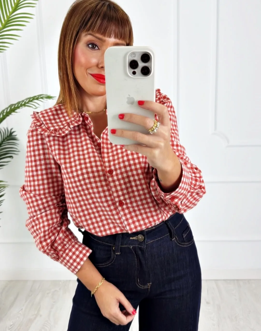 Camisa vichy rojo blanco